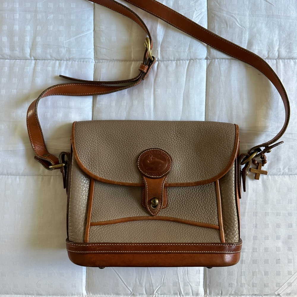 SOLD - Dooney & Bourke Vintage Tan and Brown Leather Bag
